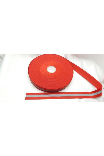 3,0 cm Genişliğinde 5 metre uzunluğunda Dikilebilen Kırmızı Fosforlu Polyester Reflektör Şerit
