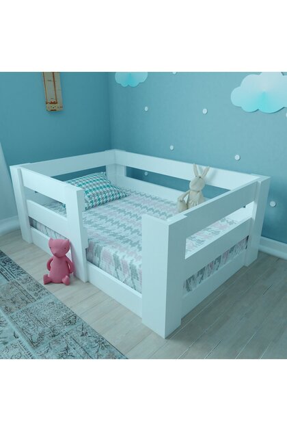 Çocuk Beyaz Mdf 70x110 Yatak Uyumlu Vega Montessori Karyola
