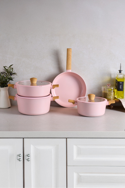 Perotti Danish Cook Pink İndüksiyon Tabanlı 7 Parça Tencere Seti