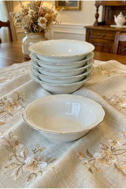 Luxury 6-Person Porcelain Bowl Set Gold Gilded