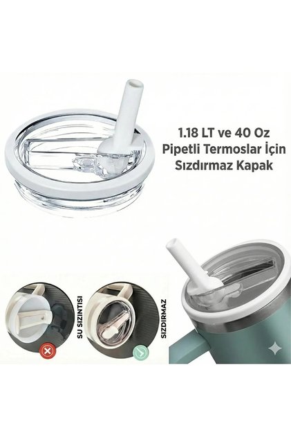 Thermos with Straw 1.18 L Compatible Leak-Proof Lid - Only Compatible with 1.18L - 1.2L