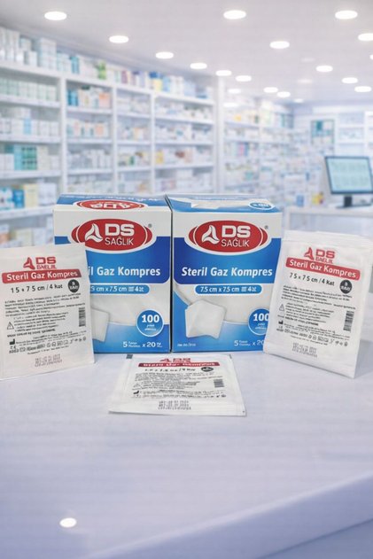 Gaz Kompres - Steril - 7,5cmx7,5cm Bez 200 Adet Spanç 5li Paket