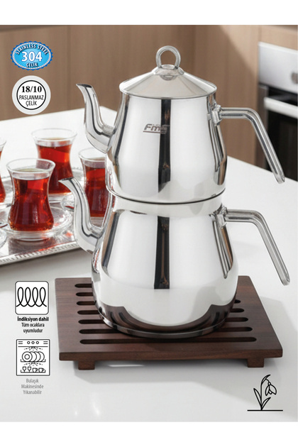 | Mega Jumbo Çaydanlık | 18/10 Paslanmaz | İndüksiyon Uyumlu | 2.5 L + 4.5 L