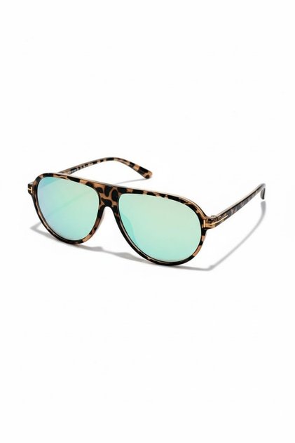 Aneta Pilot Model Leopard Frame Gradient Green Glass Unisex Sunglasses Uv400 Filter Protection