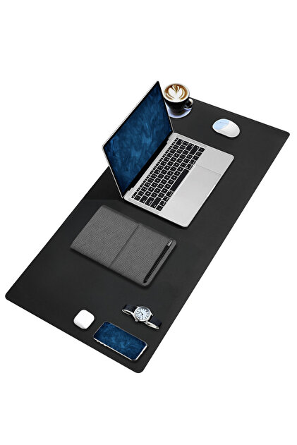 MayMay★ダイス BLACK DEER Siyah Deri 90x40 XL Mouse Pad Dikişli Kenar Çift Yönlü