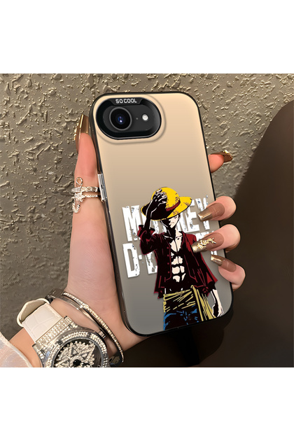 iPhone 16E Compatible Trendy Men's Patterned Silicone Edge Hard Back Shockproof Case