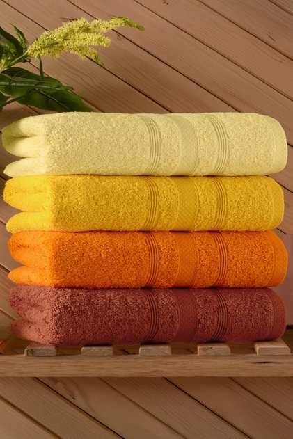 Lera 4'lü 70x140 Havlu Seti - Banyo Havlu Seti | %100 Pamuk - Hızlı Kuruyan - Yumuşak