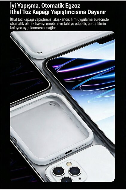 Fibaks iPad Air 11 M2 M3 M4 Çip Uygulama Aparatlı Ekran Koruyucu