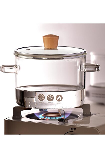 Oala din Sticla Borosilicata By DBR® 1.8 L, Termorezistenta, cu Capac, Rezistenta, Transparenta