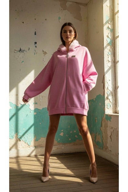 Hooded Fur Stone Cardigan