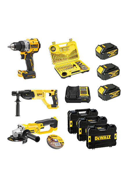 Dewalt 18V 3'lü Set (Darbesiz Matkap, Taşlama, Kırıcı-Delici, 3