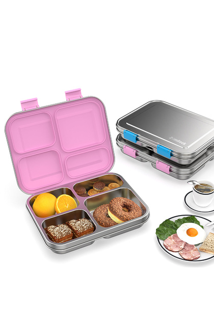 Stainless Steel Bento Lunch box for kids & Adults, Insulated Stainless Steel Lunch box 3-4 Compartme