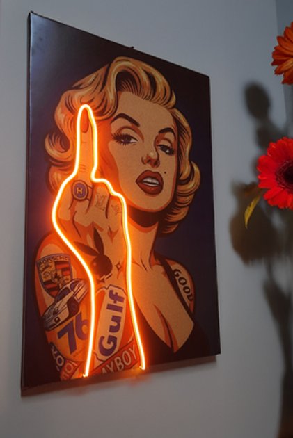 Neon Ledli Pop Art Asi Kadın | Modern Vinil Tablo