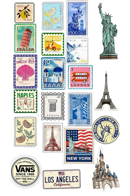 European Cities Sticker Set 22X30 cm – Travel & Vintage Stickers