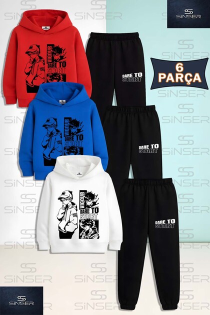 Children's Unisex'Dare to Start Black' 3-Piece Hooded Tracksuit Set