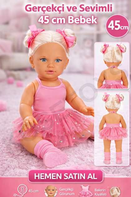 Kız bebek Büyük boy Balerin et bebek -- 45 cm pembe