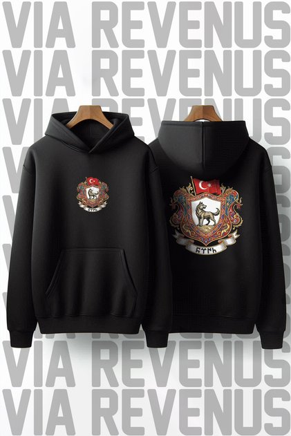 Turkish Bozkurt Front and Back Printed Unisex Oversized Hooded Sweatshirt Special Design Hoodie