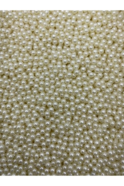 100 Adet 4 mm Krem Deliksiz Plastik Çakma İncisi Boncuk - Deliksiz Çakma İncisi