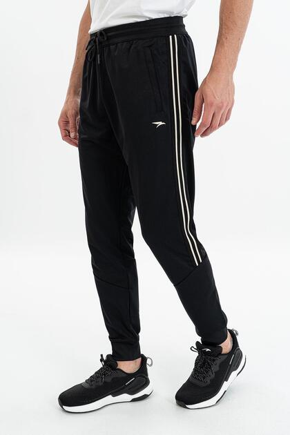 Comfort Men's Ribbed Leg Black Sweatpants