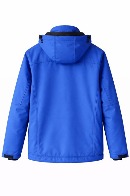 Longberg SOFTSHELL KAPÜŞONLU SU VE RÜZGAR GEÇİRMEZ MONT SAKS MAVİ