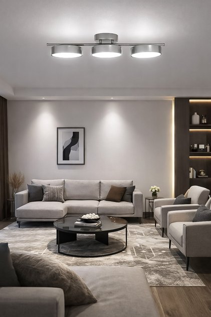 Sual Led Avize 3 Renk Işık Veren Enerji Tasarruflu 3Lü Modern Avize Salon Hol Cafe Oturma Odası