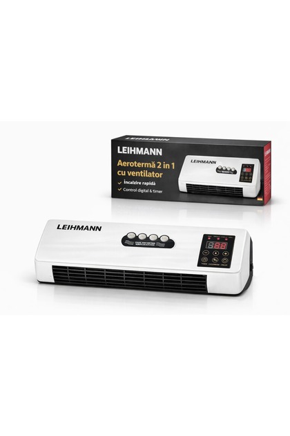 Aeroterma 2 in 1 cu ventilator, cald/rece 16 - 40 grade, 1800W, cu telecomanda, Alb
