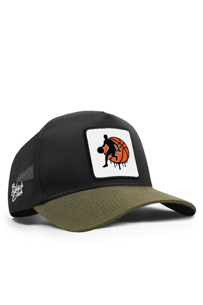 Basketball Logo Cordura Khaki-Black Trucker Hat