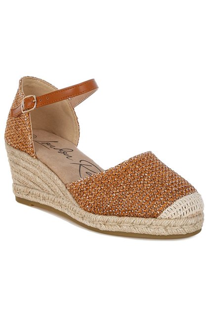 Women Raffia Woven Wedge Sandals in Tan