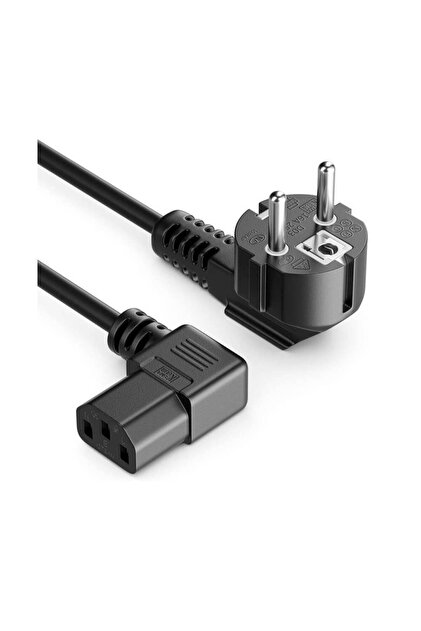 C13 Power Güç Kablosu - 90 Derece L Uç Sağ Açılı - Standart Power Kablosu - 1.8 Mt