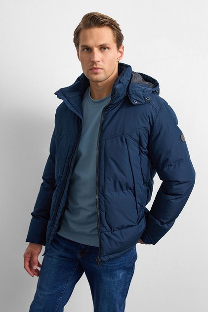 Navy Blue Relaxed Fit Puffer Coat