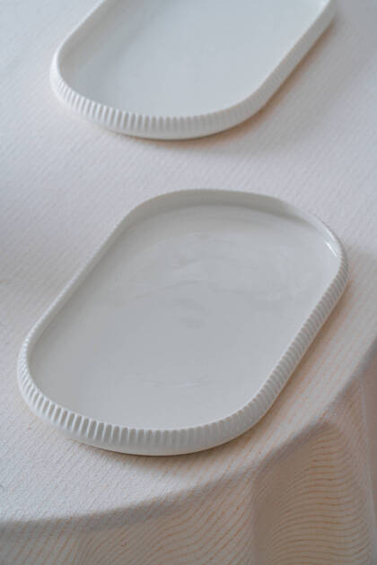 Bianco Perla Porselen Oval Tabak - 26 cm