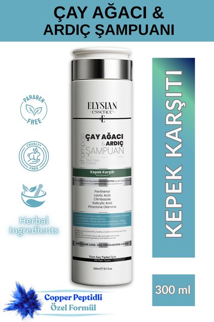 Çay Ağacı & Ardıç Şampuanı | Copper Peptidli Kepek Karşıtı Saç Bakımı 300 ml