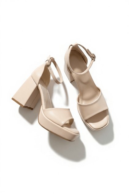 Purnes Beige Skin (9 cm Heel) Platform Heeled Casual Shoes