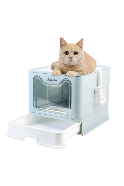 Litiera pentru pisici Infinityea™ cu capac, sertar extensibil, pliabilă, potrivită pentru 20 kg