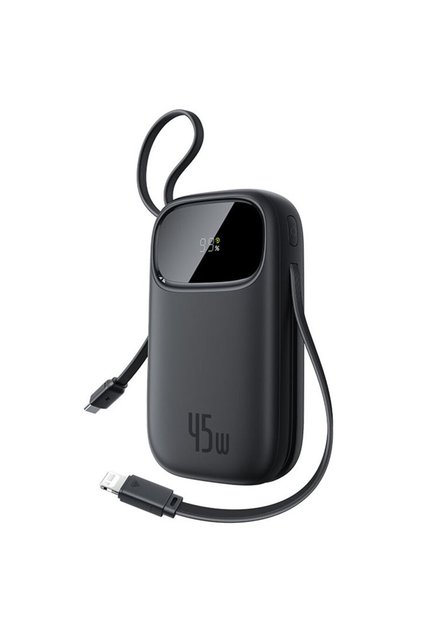 EnerFill FC31 Qpow 3, Καλώδιο USB-C/Lightning, 10000mAh, 45W, Ψηφιακή οθόνη Cosmic Black