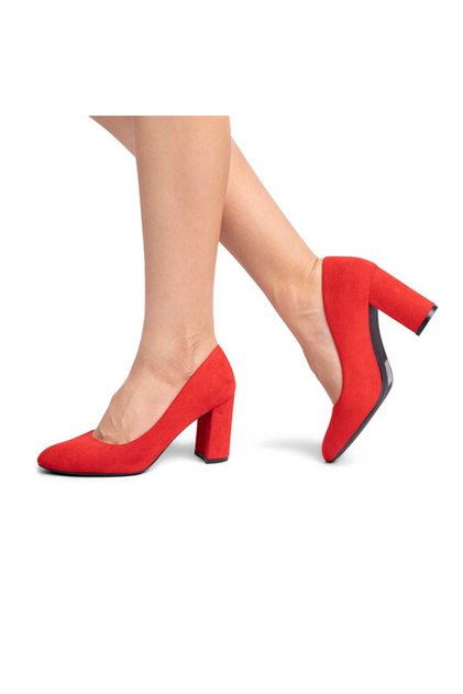 Pantofi cu toc patrat din piele intoarsa Avia