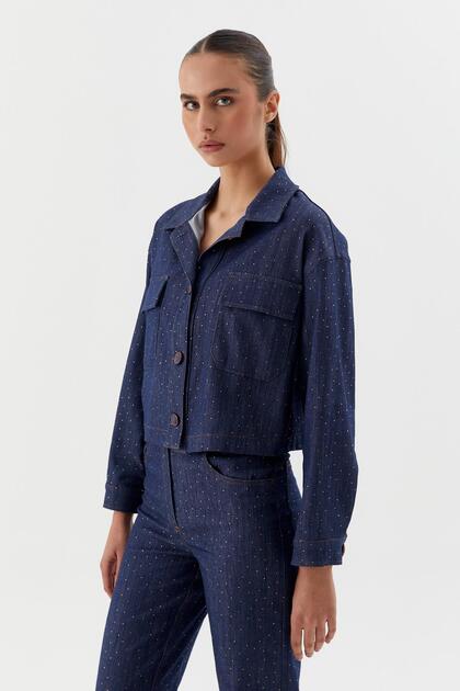 Denim Coat with Sprinkled Stone Indigo