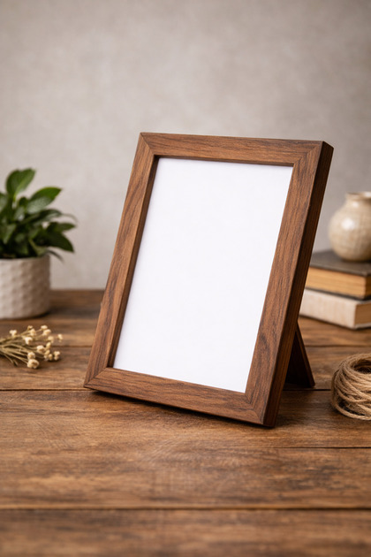 Ahşap Masaüstü Fotoğraf Çerçevesi | %100 Çam | PVC Kırılmaz | Ceviz – Siyah – Doğal