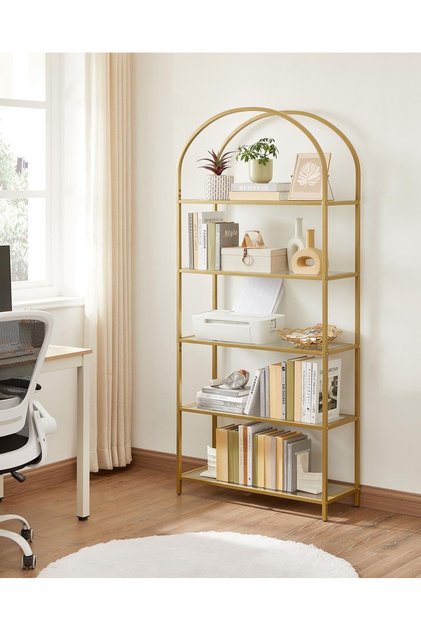 gold ütopya metal kitaplık ve dekoratif raf 150x70x40