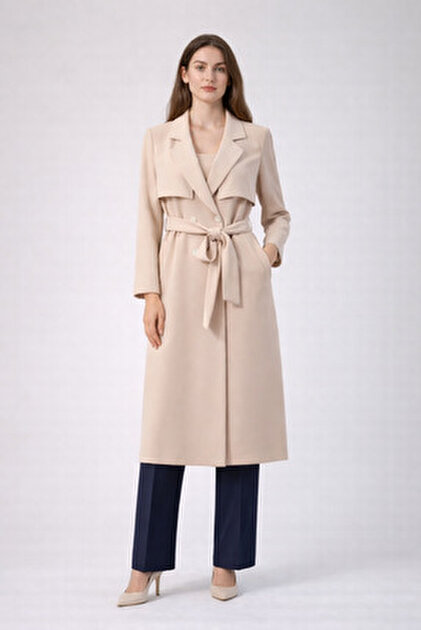 Ekol Kadın Önü Düğmeli Kuşaklı Trençkot 7007 Camel - Fiyatı, Yorumları