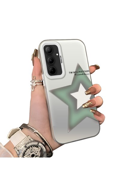 Samsung Galaxy A35 Compatible Star Pattern Matte Glossy Surface Impact Protection Colorful Silver Case
