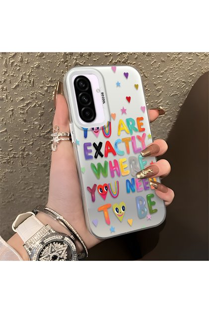 Samsung Galaxy A56 Compatible Matte Glossy Surface Impact Protection Colorful Silver Case Graffiti