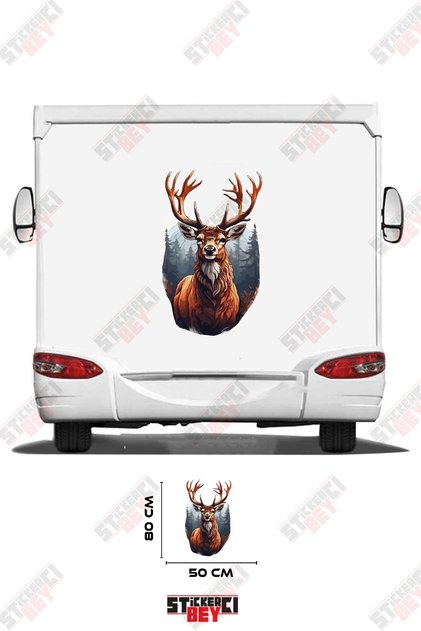 Visual Caravan Sticker Coating with a Deer Standing in the Forest