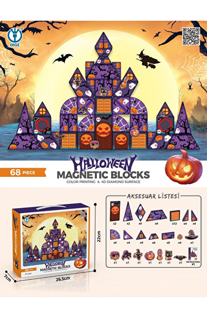 YILDIRIM OYUNCAK Oyuncak Halloween Cadılar Bayramı Manyetik Puzzle