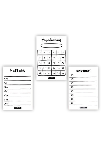 Minimal Plan Set of 3, A7 Size, Mini Glue Notepad, Note Paper, 50 Sheets