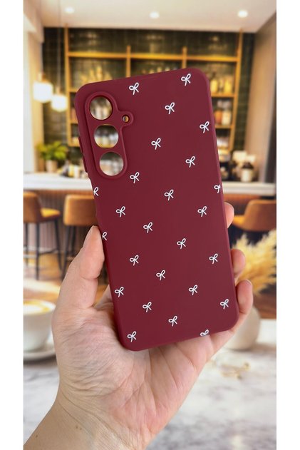 Samsung Galaxy S24Fe Compatible White Bow Patterned Silicone Shock-Absorbing Classic Protective Rubber Case