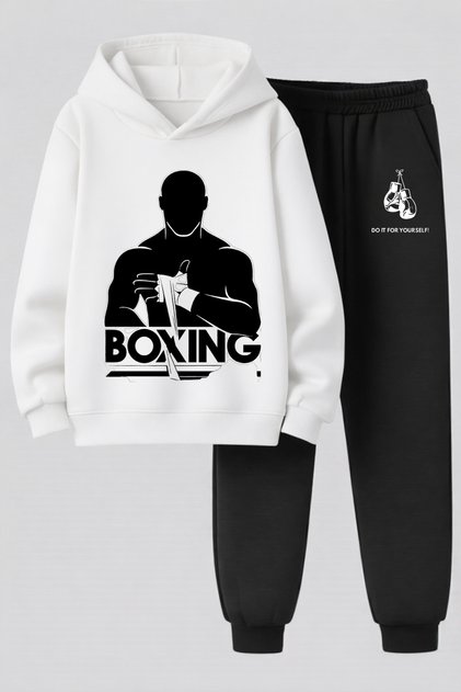 Boxing Printed 3-Ply Quality Sweatshirt and Trackpants Children's Bottom-Upper Set