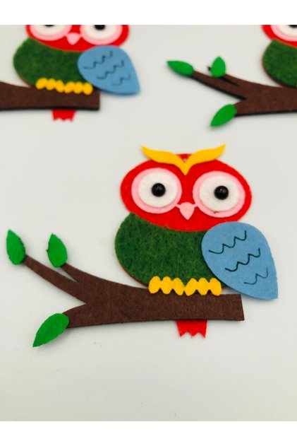 3 Pieces Felt Motif Owl, 10X7 cm Felt Ornament, Felt Embroidery, Decoration