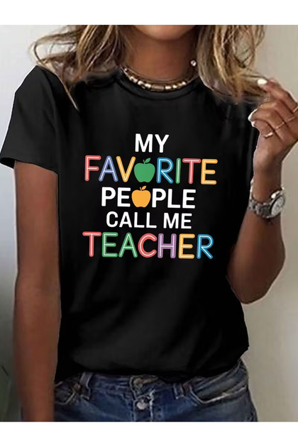 Teacher Slogan Printed T-Shirt