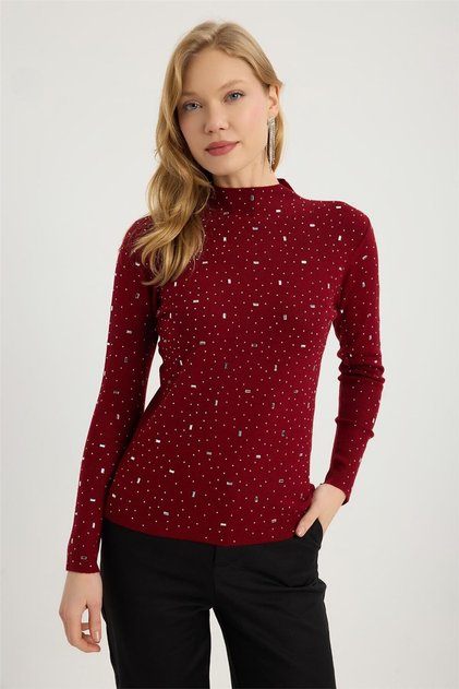 Mock Neck Mirror Stone Knitwear